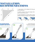 Installation guide and hardware for Right Triangle HDPE Sun Shade Sail For Backyard And Patio All Weather UV Resistant 8 By 8 By 11 Feet
