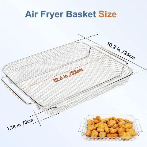 Replacement Air Fryer Basket For Emeril Lagasse 26 Qt French Door Oven 360 Extra Large, 12.6 x 10.2 Inches Stainless Steel