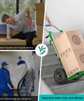 Electric Stair Climbing Dolly With 1200W Motor in use carrying boxes up stairs, showcasing easy maneuverability and efficiency.