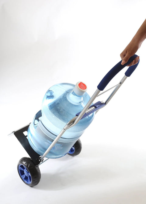 Person using Foldable Trolley Dolly Shopping Cart For Groceries With Heavy Duty Wheels And Removable Bag Rolling Personal Hand Truck