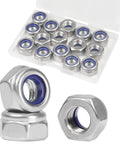 15 Pcs M10 1.5 Nylon Insert Lock Nuts Hex Nylock Self Locking Nut 304 Stainless Steel 18 8 DIN985 Tough As Nails Heavy Duty