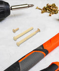 10 Piece Foldable Fan Rivets Golden Steel Fastener Kit for Easy Shaft Replacement and Home Fan Repairs, Includes Clear Installation Guide, Durable Rivets Pins Nails and Fasteners for Quick No Sweat Fixes: golden rivets with drill and screwdriver