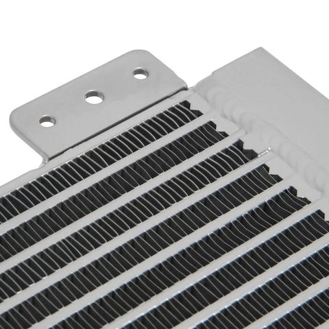 Heavy Duty Transmission Oil Cooler For Trucks And Vans Up To 40K GVW With Low Pressure Drop Direct Fit Upgrade Your Ride Today 8.5x22.75x1.25 in brazed aluminum cooler close-up