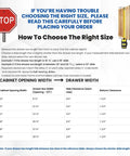 Guide on choosing drawer slide size with chart for Heavy Duty 22 Inch Drawer Slides Pack Of 4 Full Extension Rails With 46mm Side Mount Ball Bearings
