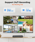 5MP PoE Home Security Camera System Kit, 8 Channel NVR With 4 Outdoor Wired IP Cameras display, 24 Seven Recording, 2TB HDD