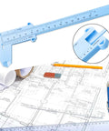 Ultra Precise Vernier Caliper 0 To 150mm Sliding Gauge With Double Scale over blueprints with pencil and eraser