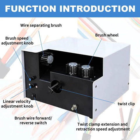 Heavy Duty Pneumatic Wire Stripper Machine With Automatic Clamping For 5-60mm Cables control features panel and adjustments.