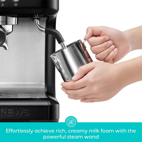 Top Shelf Espresso Machine Featuring A Bright Lcd Screen And Heavy Duty Steam Wand For Pulling Silky Shot Perfection And Rich Houseblend Favorites Whenever You Wanna Sip, steaming milk.