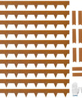 Beefy Pre Rusted Cor Ten Steel Landscape Edging For Four And A Half Inch Border With Hammer In Clamps And Eleven Clips Pack Of Ten Sections Total Thirty Three Feet For Lawn Garden Yard featuring multiple steel sections, clips, and gloves.
