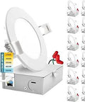 Ultra-Thin 4-Inch LED Recessed Wafer Lights Kit With Junction Box, 12-Pack, Five Color Temperatures 2700K To 5000K, side view