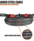 Heavy Duty 15Ft Security Cable With Loops Three Eighths Inch Braided Steel Weatherproof And Cut Resistant Lock Wire coiled