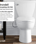 Thinline SimpleSpa SS150 Fresh Water Bidet Attachment For Non Electric Toilets White With Self Cleaning Nozzle and SafeCore Valve installed