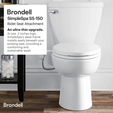 Thinline SimpleSpa SS150 Fresh Water Bidet Attachment For Non Electric Toilets White With Self Cleaning Nozzle and SafeCore Valve installed