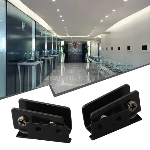 Two Pack Non Perforated Glass Door Hinge For 5 To 8mm Glass No Drill Side Mount Clip Sturdy Stainless Steel in showroom display