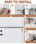 Heavy Duty Door Security Bar With Brackets Kit For Front Door, Easy Four Screw Install, Door Stopper And Home Defense