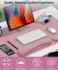 3 In 1 Large Keyboard And Mouse Pad Set With Ergonomic Wrist Rests, Waterproof Non Slip Base Desk Mat For Computer, Purple Pink Color, 31.5 Inch By 15.7 Inch, Ideal For Gaming And Office Use
