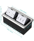 Dual Pop Up Floor Box Kit With 20A Tamper Resistant Duplex Outlet And 3 Port RJ45 Datacom Receptacle in brushed nickel