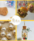 800Pcs Screw Eye Pins Kit For Jewelry Making and DIY Crafts shown in a collage with cork, charms, pearls, and decorative jar