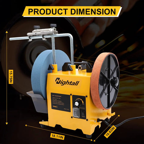 Dual Wheel Knife Sharpening System With 10 Inch 220 Grit Wheel And 8 Inch Leather Honing Wheel, Fast Edge Restoration
