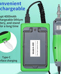 Fiber optic inspection video probe A-600 in green housing with 5-inch touchscreen and attached handheld probe.