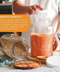 1 Gallon Glass Jars Set With White Lids Eight Pack Wide Mouth Fermentation And Storage Jars Food Grade Glass For Kombucha Pickling