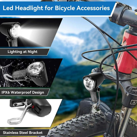 Ultra Bright Front Bike Headlight For Night Riding On 6 To 60V Electric Bikes Waterproof LED Front Light