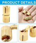 Hidden Brass Barrel Hinges Set 12mm 12 Piece Concealed Cabinet Hardware With 180 Degree Opening displayed in hand