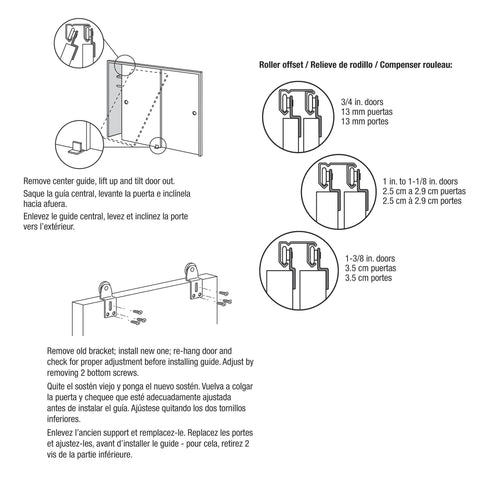 Diagram of Sliding Closet Door Roller Kit With 1 Inch Wheel Diameter And Convex Edge Plastic Rollers installation instructions.