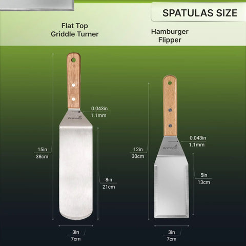 Stainless Steel Spatula Set For Griddle And Teppanyaki Long Spatulas Griddle Scraper Pancake Flipper Hamburger Turner