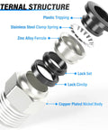 Exploded view of internal structure of Heavy Duty Straight Push To Connect Pneumatic Fittings 1/2 Inch Tube OD X 1/4 Inch NPT Pack of 5