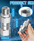 Pressure Washer Swivel Fitting Three-Eighth NPT Stainless Steel 360 Degree Kink-Free Connector High-Pressure 5000 PSI Joint For Hoses Quick And Easy Attachment Durable Steel Build For Heavy-Duty Cleaning, 0.75in x 2.42in