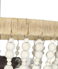 Close-up of wood beads on the Wood Beaded Semi Flush Mount Ceiling Light 3 Light Farmhouse Boho Style Cozy Chandelier
