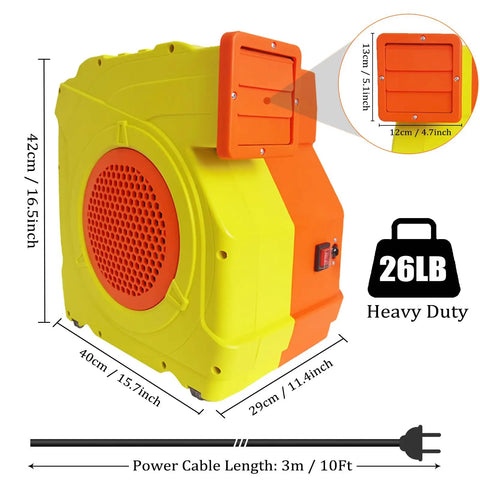 Dual Mode 1300W 1600W Commercial Air Blower With One Point Seven HP And Two Point One HP Motors, dimensions and design details
