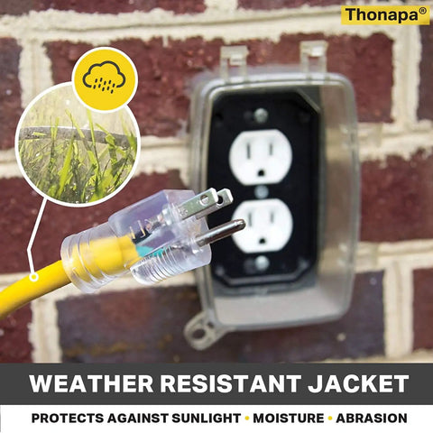 Built Tough 75 Foot 10 Gauge Outdoor Extension Cord With Lighted 3 Prong Plug 15 Amp SJTW Wire in outlet