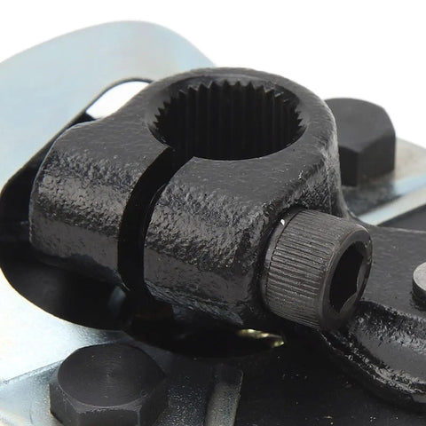 Close-up of Bulletproof Steel Steering Coupler Joint featuring 1 Inch DD Connection and Precise 36 Splines, heavy duty construction.