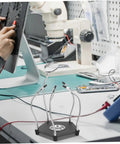 LED Magnifying Lamp With Soldering Third Hand Tool Flexible Arms And Magnetic Helping Hands Sturdy Iron Holder in workshop