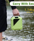 Person holding Electric Paddle Board Pump 20 PSI High-Pressure Rechargeable SUP Air Pump with Auto Off by a lake.