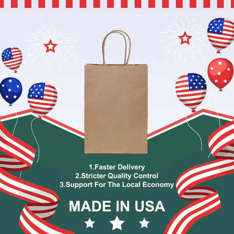 Small Brown Kraft Gift Bags With Handles Five And A Quarter By Three And Three Quarter By Eight Inches 50 Pcs Heavy Duty 100 GSM Kraft
