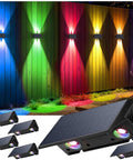 Level Up Your Backyard With Badass Multicolor Solar Fence Lights That Bring Sick Lighting Vibes And Weather Resistant IP67 Design For Patios Porches Gardens And Garages Featuring Dusk To Dawn Sensor Six Pack on colorful fence.