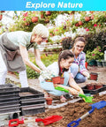 Family using 16 Inch Kids Beach Shovels Set With Wooden Handles And ABS Plastic Scoops Durable Sand Spades in garden