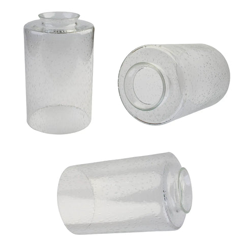 Bubble Glass Shade Replacement 3 Pack For Screw Fixed Fixtures Clear Lip Cylinder Seeded Glass