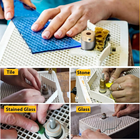 Stained Glass Diamond Grinder Bit Set Pro Grade 4 Size Heads For Glass Drilling Brass Core Bits For Stained Glass, Tile, Stone