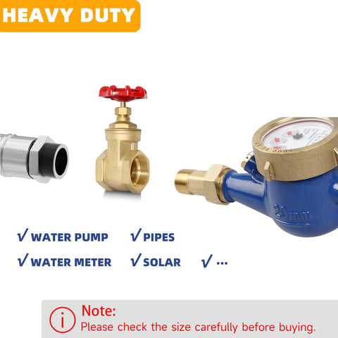Front view of brass 1in NPT gate valve with red wheel handle and female-to-female threads beside a blue water meter.