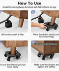 Step-by-step guide for Heavy Duty Furniture Dolly With Anti Slip Grooved Base And Cushioned Rubber Casters use for moving furniture.