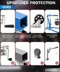 2-Ton hydraulic engine hoist crane with lever, folding cherry picker frame and 6 locking wheels.