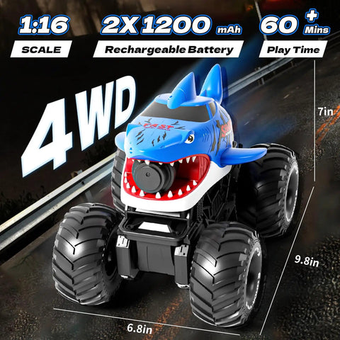 Gesture Sensing Amphibious RC Monster Truck With Water Sprayer 4WD 1 To 16 Scale All Terrain Waterproof Shark Tank design