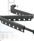 Heavy Duty RV Clothes Drying Rack with four telescoping sections, attached to RV ladder, showing windproof design.