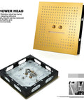 Badass Gold Thermostatic Shower System With Dope 40X40CM LED Ceiling Mount Rainfall And Waterfall Head Solid Brass Faucet Set For Cool Modern Bathroom Upgrade shower head design, 304 stainless steel, self-cleaning. 