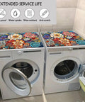 Non Slip Washer And Dryer Top Protector Mat 23.6 By 19.7 Inches Boho Flower Design Dust Proof Washing Machine Cover on appliances