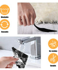 Non Slip Rug Stopper Tape Set 10 Pcs Double Sided Reusable Rug Grippers being washed and used on carpet